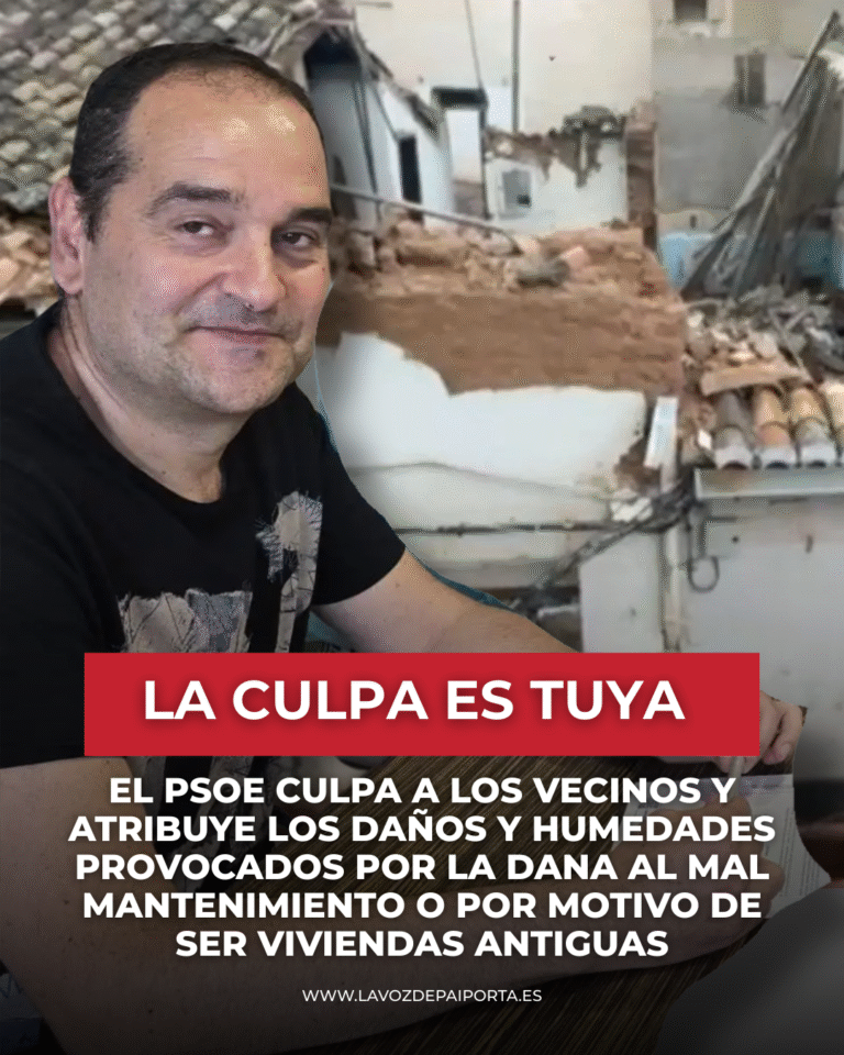 El PSOE culpa a los vecinos y atribuye los daños y humedades de la DANA al “mal mantenimiento” de sus viviendas antiguas